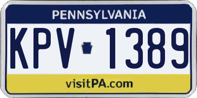PA license plate KPV1389