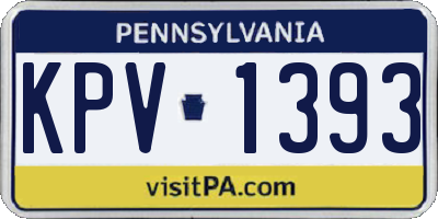 PA license plate KPV1393