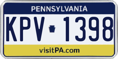 PA license plate KPV1398