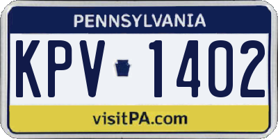 PA license plate KPV1402
