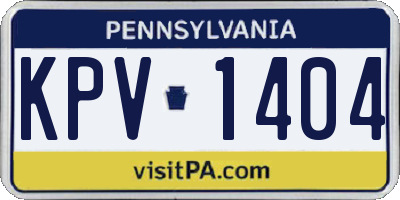 PA license plate KPV1404