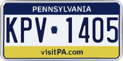 PA license plate KPV1405