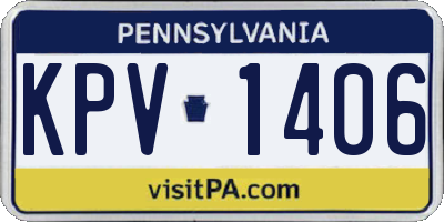 PA license plate KPV1406