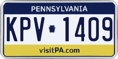 PA license plate KPV1409