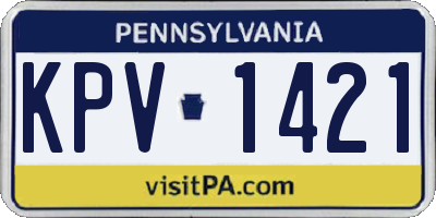 PA license plate KPV1421