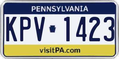 PA license plate KPV1423