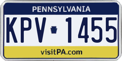 PA license plate KPV1455