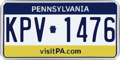 PA license plate KPV1476