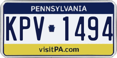PA license plate KPV1494