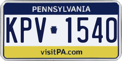 PA license plate KPV1540