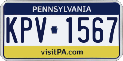 PA license plate KPV1567