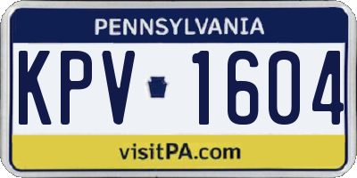 PA license plate KPV1604