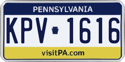 PA license plate KPV1616