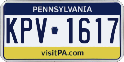 PA license plate KPV1617