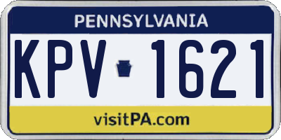 PA license plate KPV1621