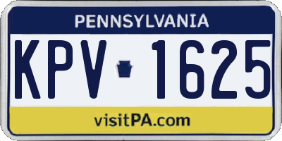PA license plate KPV1625