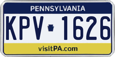 PA license plate KPV1626
