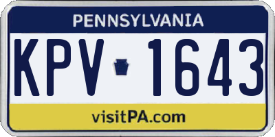 PA license plate KPV1643