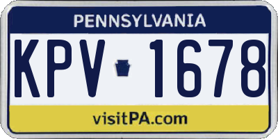 PA license plate KPV1678