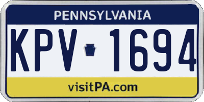 PA license plate KPV1694