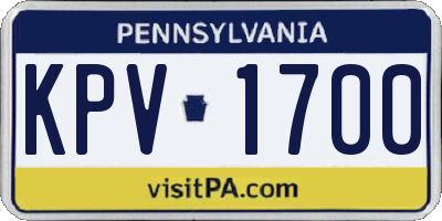 PA license plate KPV1700