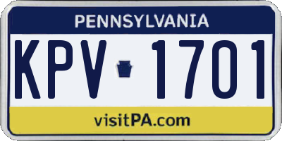 PA license plate KPV1701