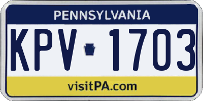 PA license plate KPV1703