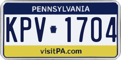 PA license plate KPV1704
