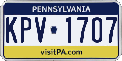 PA license plate KPV1707
