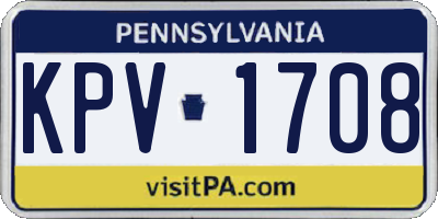 PA license plate KPV1708