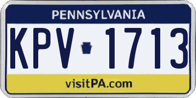 PA license plate KPV1713