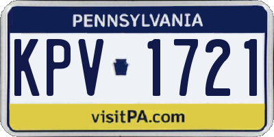 PA license plate KPV1721