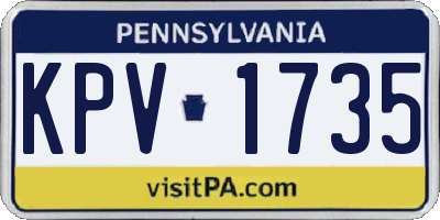 PA license plate KPV1735