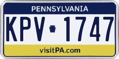 PA license plate KPV1747