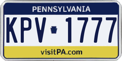 PA license plate KPV1777