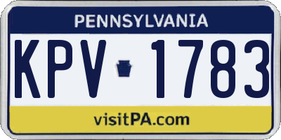 PA license plate KPV1783