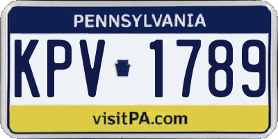 PA license plate KPV1789