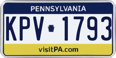 PA license plate KPV1793