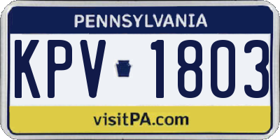 PA license plate KPV1803