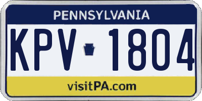 PA license plate KPV1804