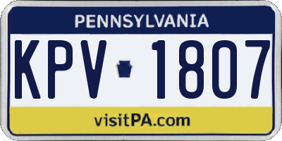 PA license plate KPV1807