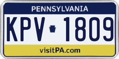 PA license plate KPV1809