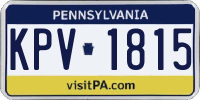 PA license plate KPV1815