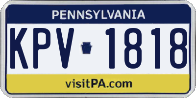 PA license plate KPV1818