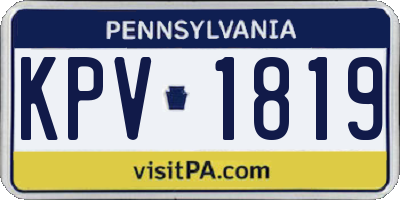 PA license plate KPV1819