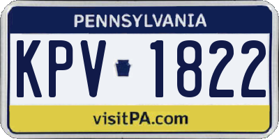 PA license plate KPV1822