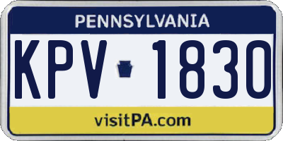 PA license plate KPV1830