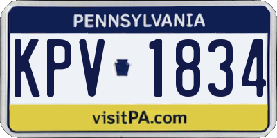PA license plate KPV1834