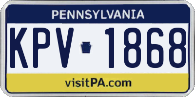 PA license plate KPV1868