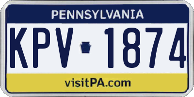 PA license plate KPV1874